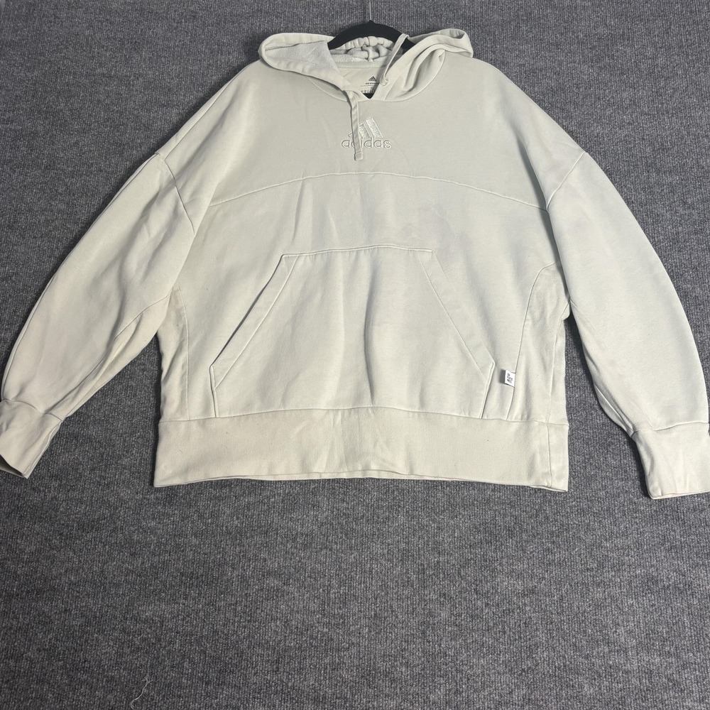 Adidas Made With Nature Pullover Hoodie Mens XL Cream Beige Oversize Fit